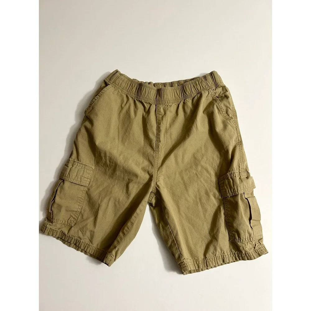The Childrens Place Boys Khaki Cargo Shorts Size 18 Husky Ripstop Tan Elastic